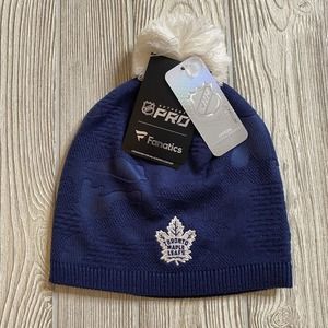 Fanatics Authentic Pro Toronto Maple Leafs Logo Locker Room Pom Beanie Hat New